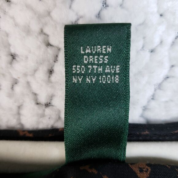 Lauren Ralph Lauren Dress Women 16 Animal Print Stretch Midi Old Hollywood Dark - Picture 4 of 7